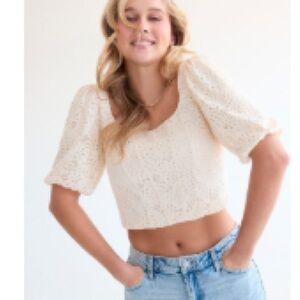 Elegant Cream Lace Women's Top
